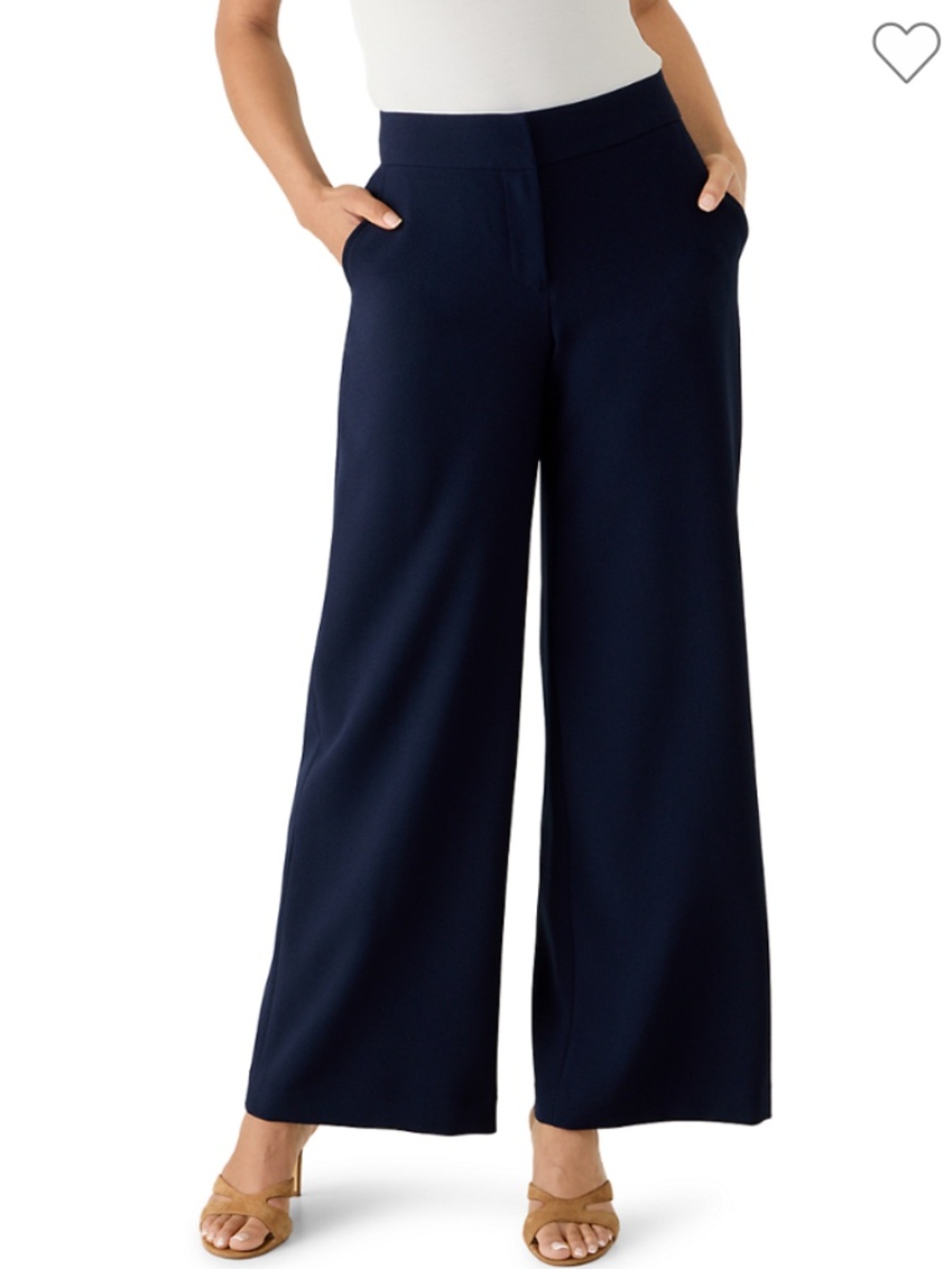 Tahari Essential Navy Linen Pull On Pants M